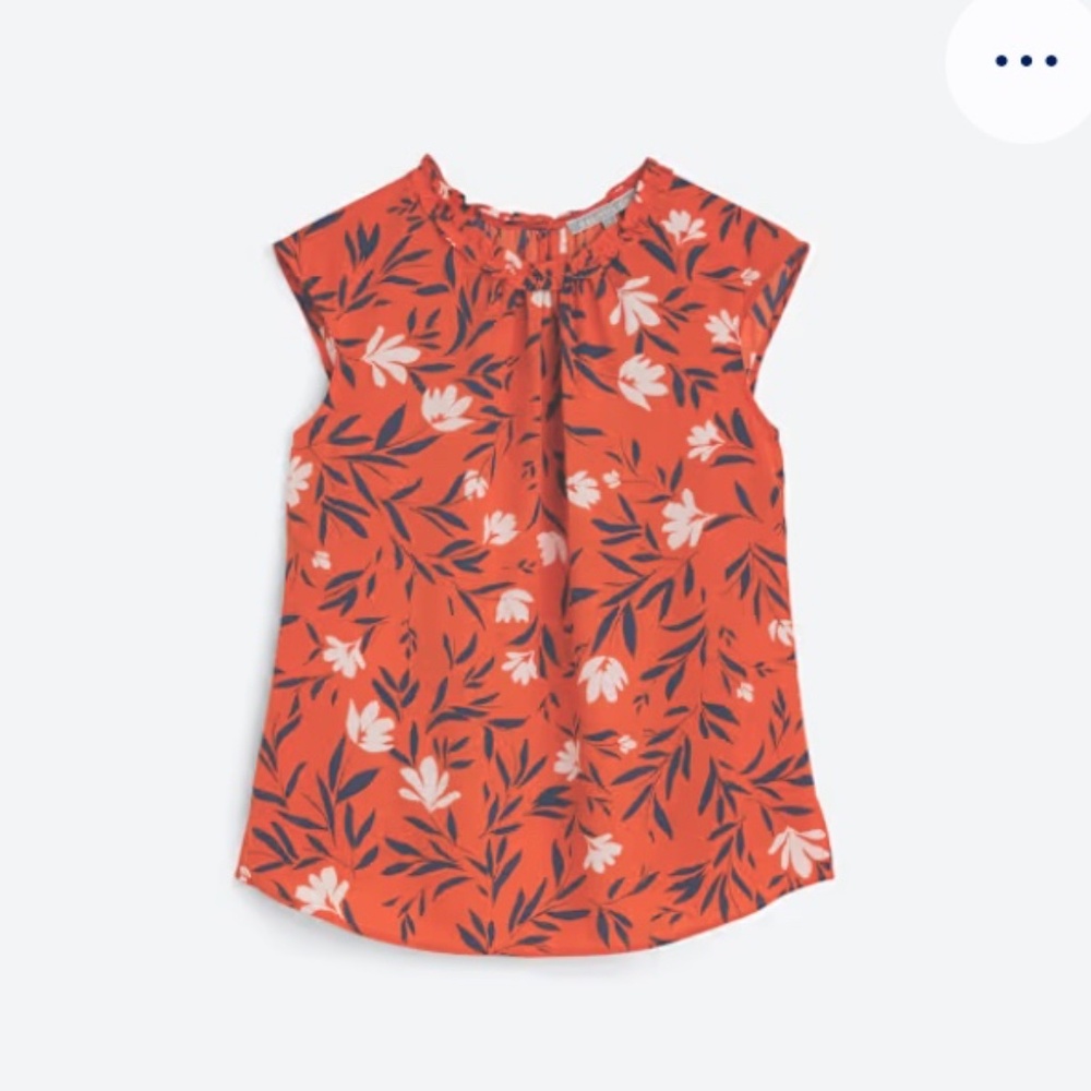 Daniel Rainn Emela Ruffle Neckline Blouse – Floral, Size XL